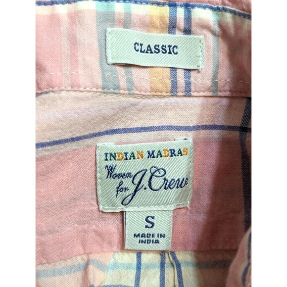 Indian Madras Woven For J‎ Crew Womens Shirt Small Pink Classic Fit Short Sleeve - Picture 9 of 11